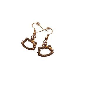 Gold Hello Kitty Crystal Dangle Earrings